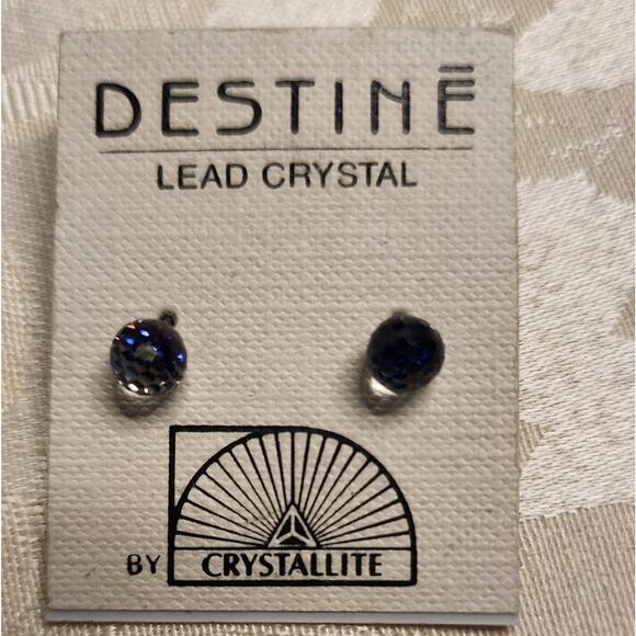 DESTINE Lead Crystal by Crystallite Piercing Stud  Earrings New - Picture 2 of 6